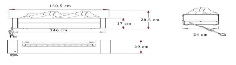 3D Su Buharlı Elektrikli Şömine 150