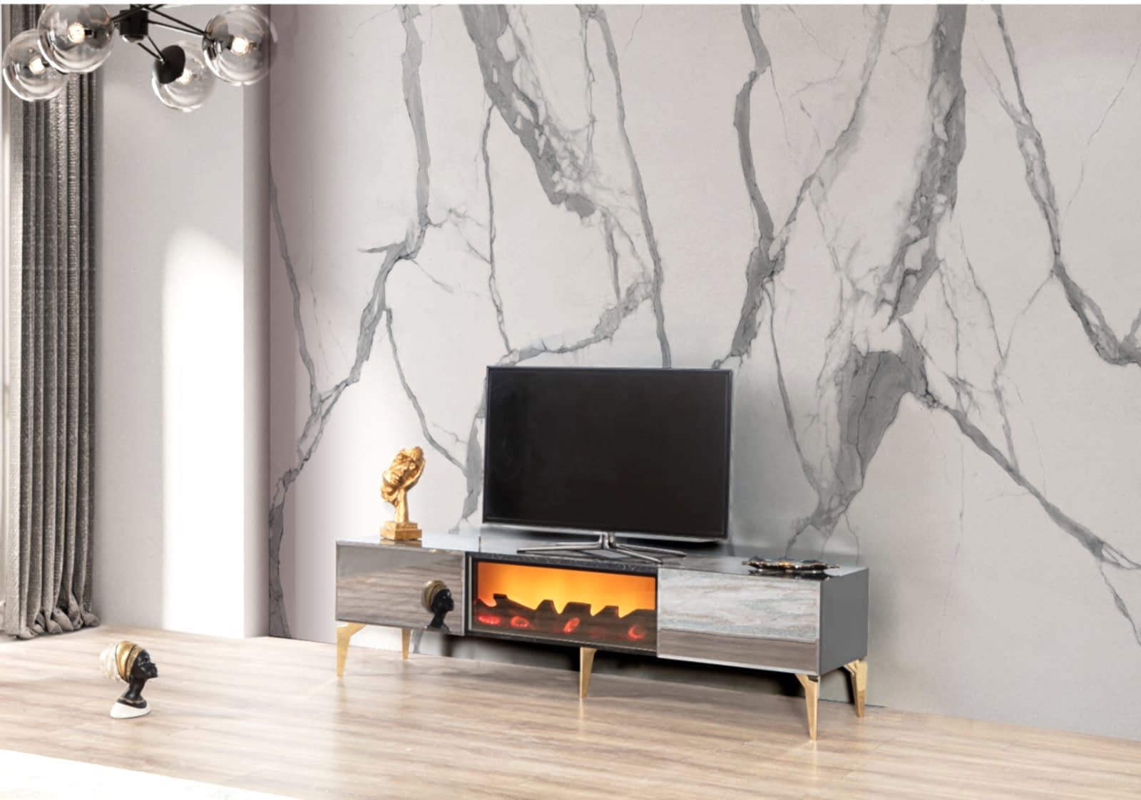 FLAMINGO ŞÖMİNELİ TV ÜNİTESİ (ELEKTRİKLİ)